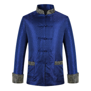 寿衣男全套 老人纯棉闰年寿服蓝色高档中式年轻款殡葬用品 天玺