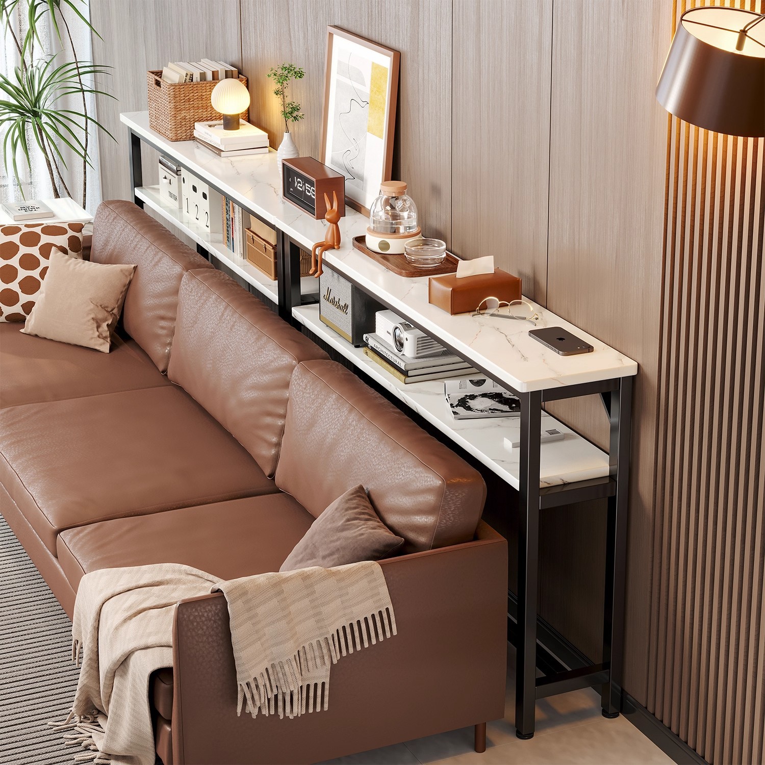 沙发靠背后置物架超薄床头床边柜极窄夹缝长条桌子靠墙边多层收纳