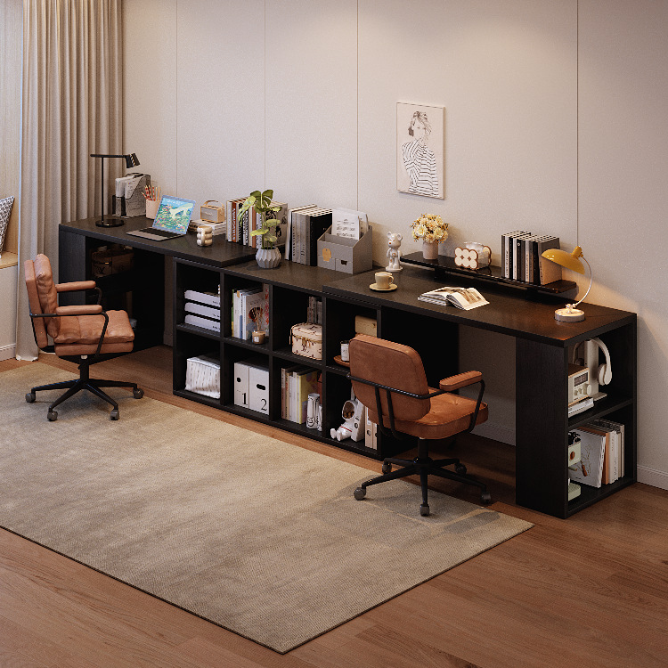 双人书桌电脑办公学习桌一体