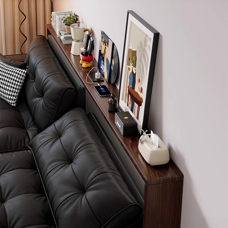 实木沙发后置物架靠背柜床尾长条收纳架靠墙边小窄桌缝隙夹缝储物