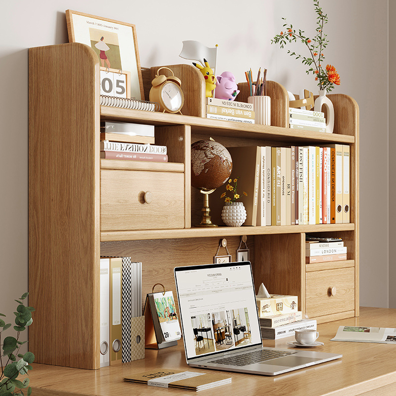 实木多层桌面书架收纳架