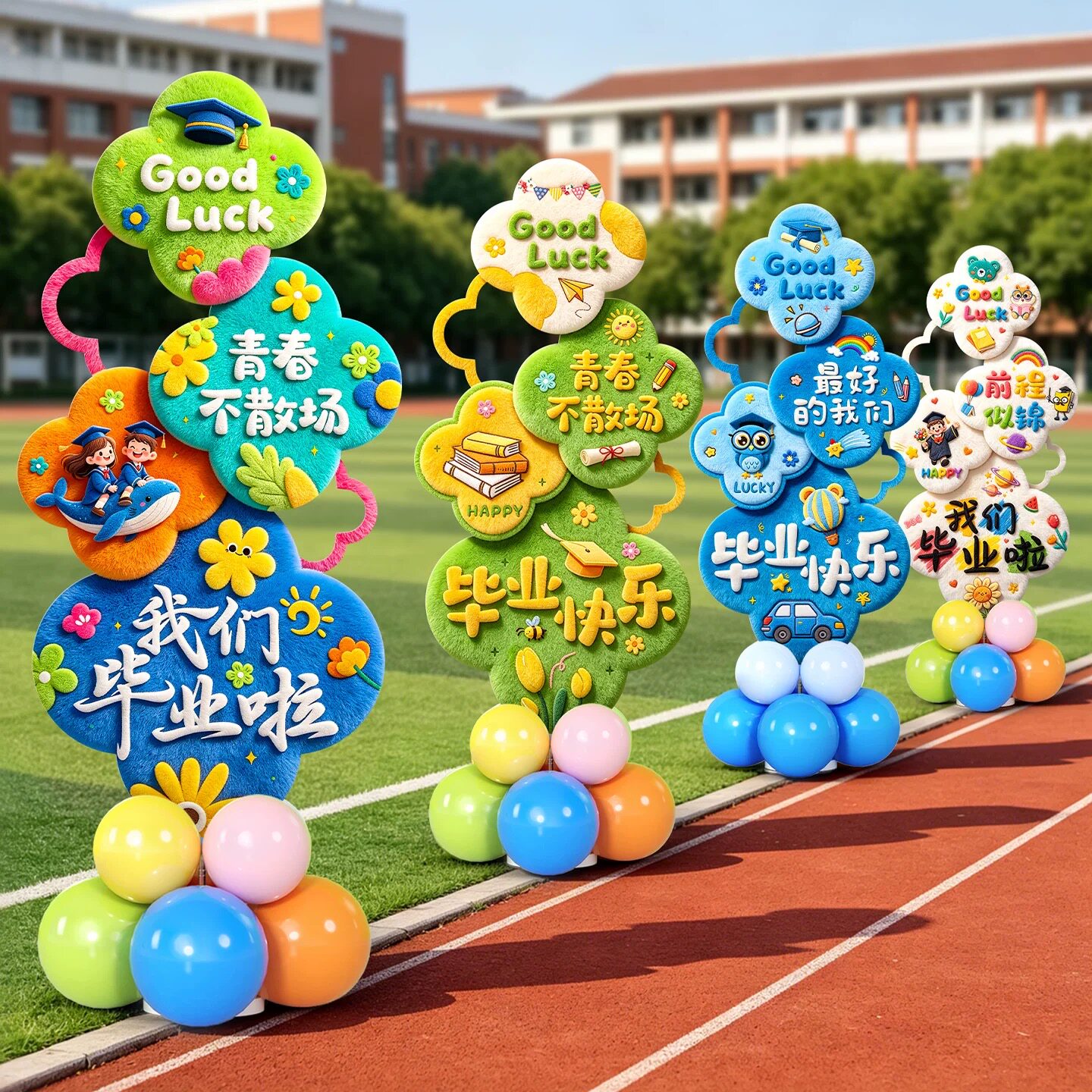毕业季气球装饰幼儿园小学教室门口kt板立柱拍照氛围舞台场景布置