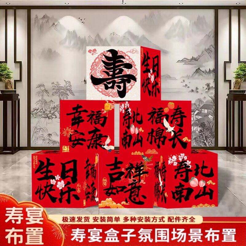 寿宴寿星气球kt板地推盒子挂布