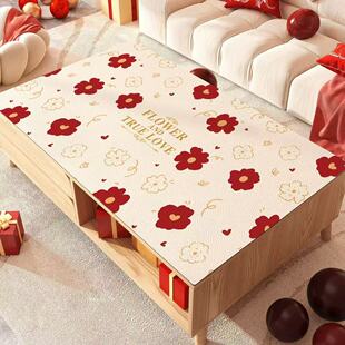 新年餐桌垫防水防油免洗餐桌垫红色茶几桌垫布皮革桌布台面保护垫