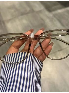 断货冷茶色!温柔小众复古方框可配度数素颜平光近视眼镜框架女