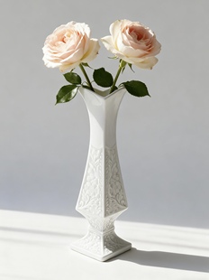 高温陶瓷欧式 饰 复古花瓶23cm鲜花摆件艺术浮雕干花工艺品家居装