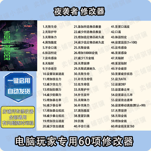 夜袭者修改器Night Raide辅助夜袭者科技STEAM工具单机不包含游戏