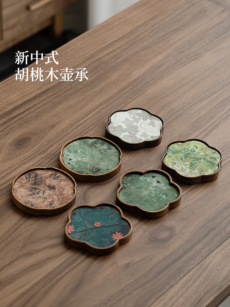 苗山堂核桃壶,干泡桌,小实木茶盘,茶壶盖,碗底,精美防水茶垫
