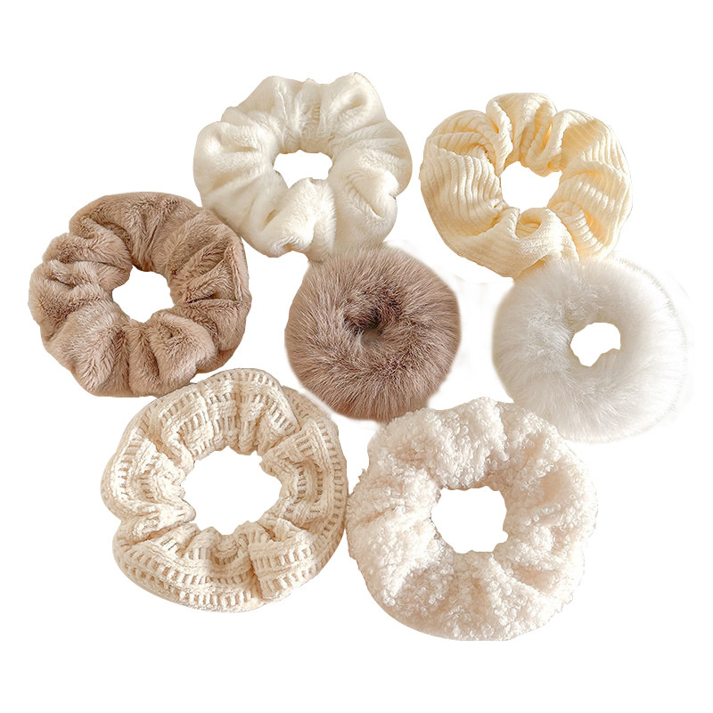 冬季毛绒猪大肠橡皮筋发圈女电话线可爱丸子头绳扎头发高级感发饰