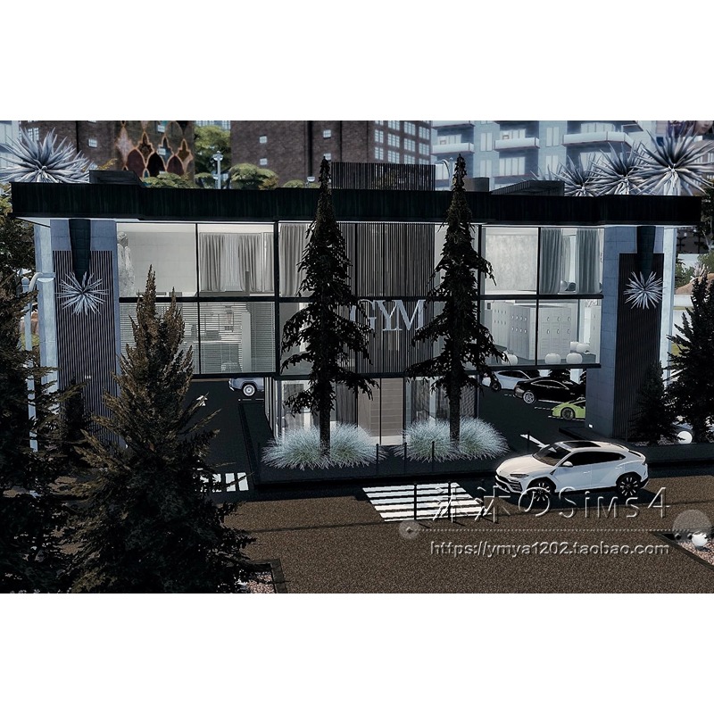 模拟人生4CC房屋mod|现代轻奢健身房|可互动设施带家具40x30|#363
