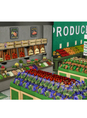 模拟人生4CC房屋mod|果蔬杂货店|可零售超市一套带家具40x30|#141