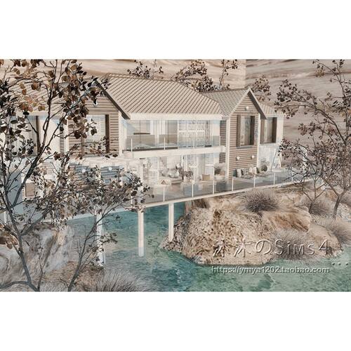 模拟人生4CC房屋mod|MALIBU|2卧1卫|索拉尼住宅带家具|50x50|#348