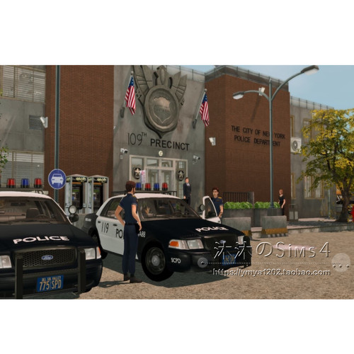 模拟人生4CC房屋mod|Police警察局拍照场景一套带家具|50x50|#569