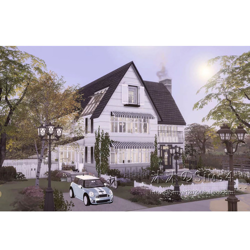 模拟人生4CC房屋mod|黑白住宅|3卧2卫|住宅一套带家具|30x30|#194