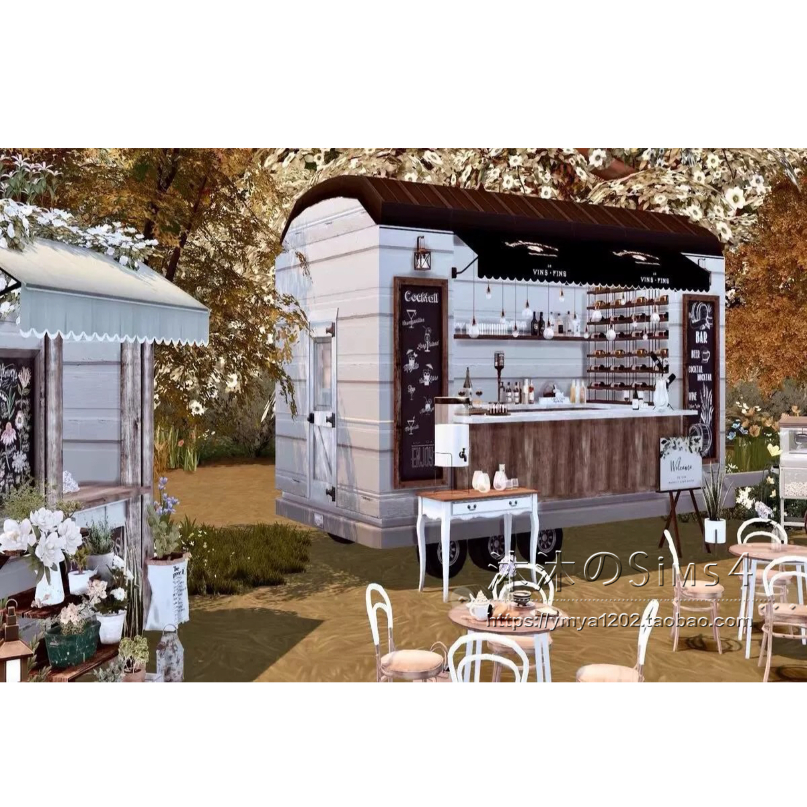 模拟人生4CC房屋mod|电影露营地|冰淇淋摊位一套带家具|30x20|#33