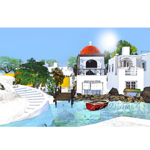 模拟人生4CC房屋mod|Greek village|3卧3卫|住宅带家具64x64|#343