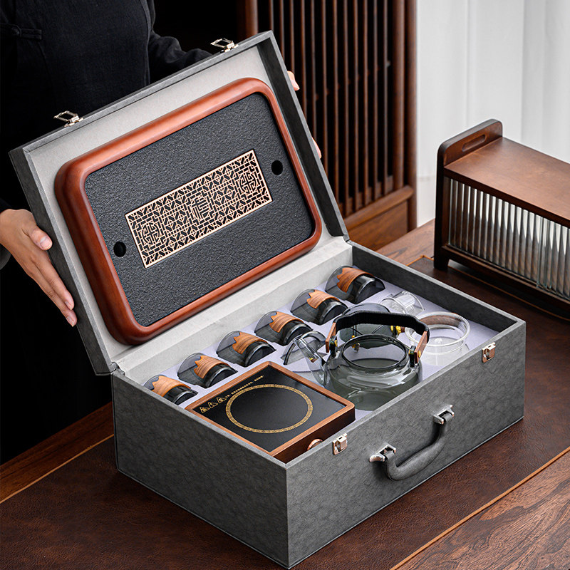 新款电陶炉煮茶器煮茶炉带茶盘家用礼盒送礼定制LOGO功夫茶具套装