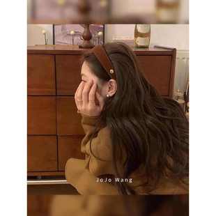 中古感 金扣复古丝绒发箍女外出洗脸简约发卡韩国头箍发饰头饰