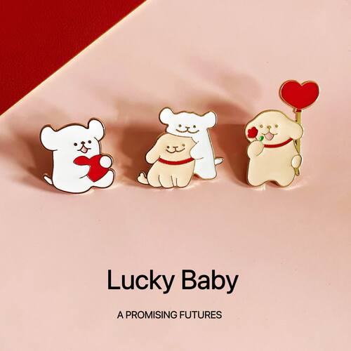 新款情侣胸针可爱小狗金属徽章日系别针衣服男女包包配饰卡通装饰