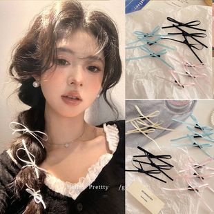 芭蕾少女风丝带泡泡辫发夹蝴蝶结编发鸭嘴夹发卡甜美可爱刘海夹子