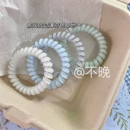 8根装!薄荷奶绿显白电话线发圈气质皮筋女头绳高弹力耐用无痕发绳