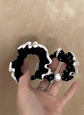 2个装 木耳花边小号 肠圈 弹力好黑色波点基础款发圈头花日韩发饰