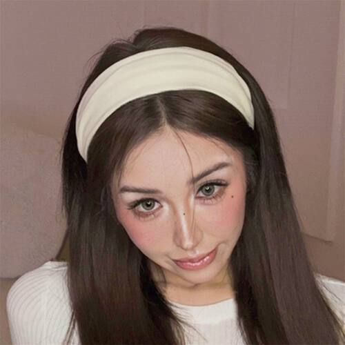 zm米白色宽边发箍女2026