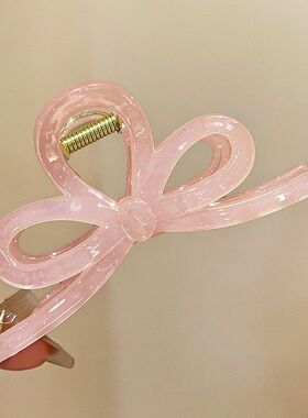 高级感珠光紫蝴蝶结抓夹
