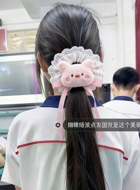 粉色小猪造型可爱发圈
