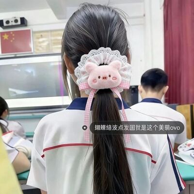 粉色小猪造型可爱发圈