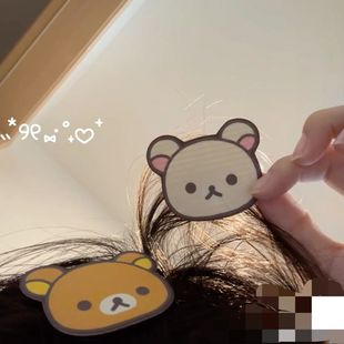 可爱轻松熊魔术贴高颜值ins风小众日系甜美少女心发饰边夹