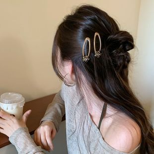 复古咖色花朵豹纹水钻发夹女碎发刘海夹侧边夹发卡头饰BB夹发饰