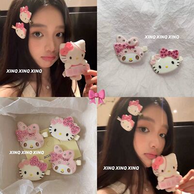 甜萌美少女kitty美美刘海碎发边夹 精致水钻可爱发夹网红同款