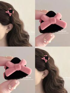 丝绒蝴蝶结猫咪耳朵发夹女公主头碎发抓夹可爱发卡前额刘海夹头饰