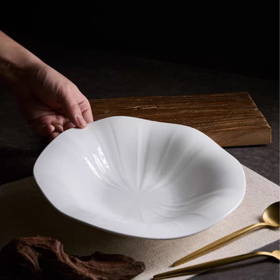 家用餐盘陶瓷盘子家用陶瓷菜盘餐具创意深盘高颜值汤盘碟子荷叶盘