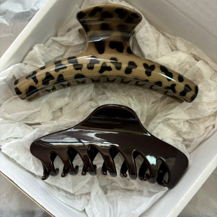 豹纹拱桥+巧克力多抓12cm中号中等发量百搭简约棕色系后脑勺抓夹