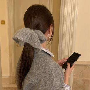 秋冬毛线针织大肠发圈头绳女2024新款 超大号温柔气质马尾皮筋发绳