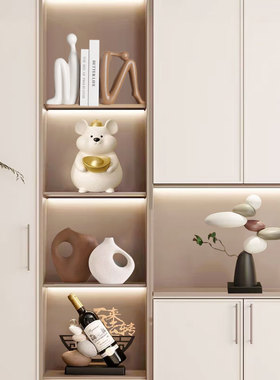 北欧客厅柜高级感摆件小众酒柜电视柜咖色民宿艺术软装饰轻奢高档