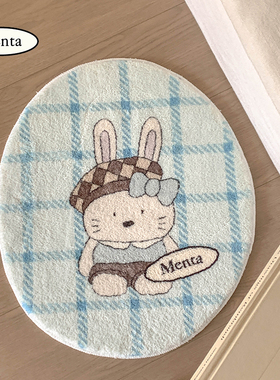 “爱丽丝小兔”原创手绘柔软仿羊绒可爱地毯卧室少女床边地垫ins