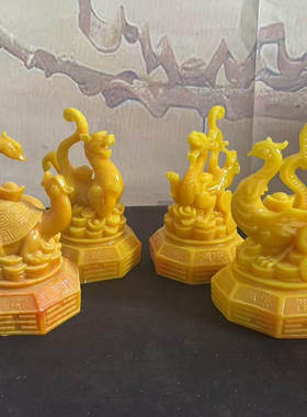 新款仿寿山石四神兽青龙朱雀白虎龟蛇玄武一套客厅镇宅装饰工艺品