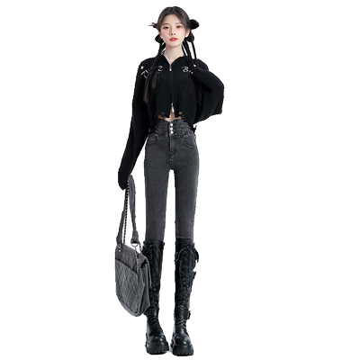 显瘦显高紧身小脚牛仔裤