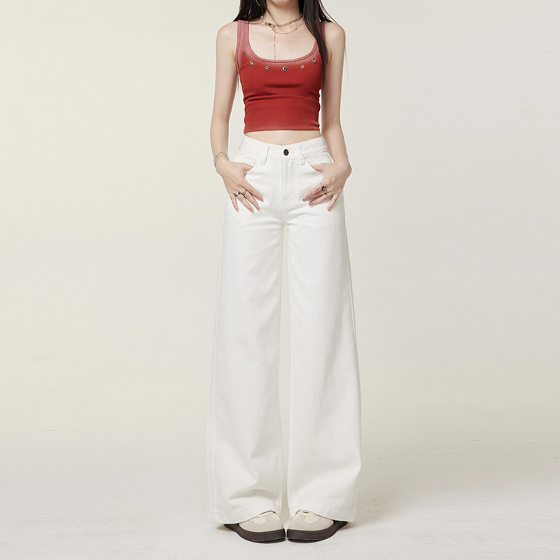RJVO新款无弹经典白色牛仔裤女三防薄款直筒裤不贴腿高级感长裤,女装/女士精品,牛仔裤,淘宝优惠券,粉丝福利购,淘宝优惠卷