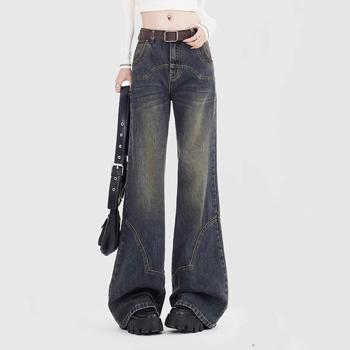 RJVO美式复古低腰微喇牛仔裤女
