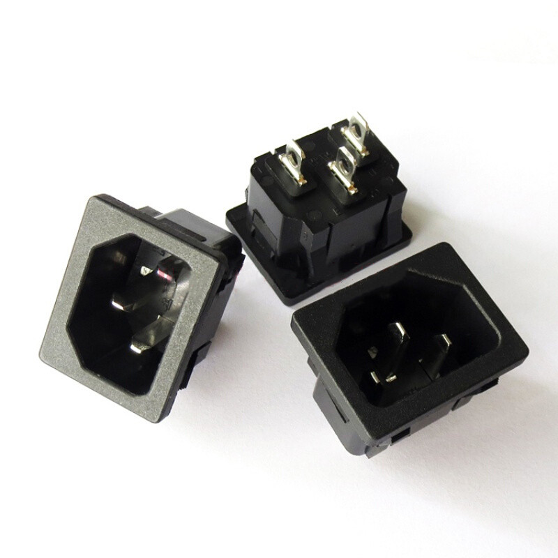 AC电源插座品字插座电脑三脚插头10A/250V品字公座卡位嵌入式黑色