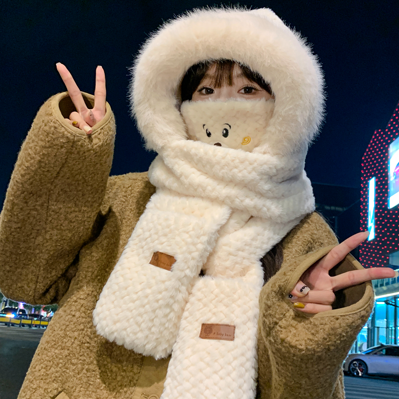 2025新款帽子围巾一体保暖