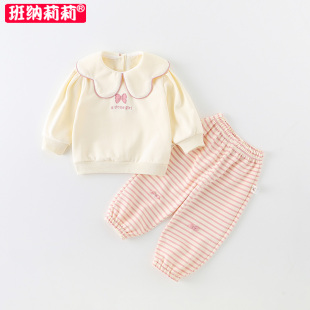春装 春秋季 新款 子宝宝童装 婴儿衣服两件套 洋气儿童卫衣裤 女童套装