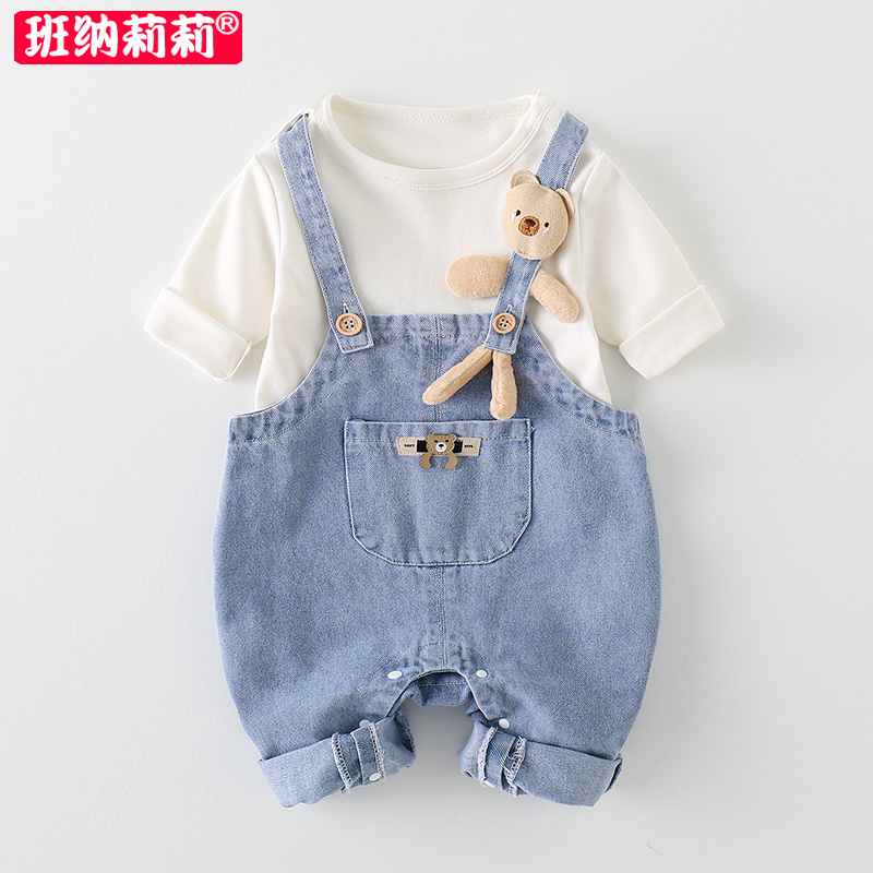 婴儿衣服分体套装软牛仔