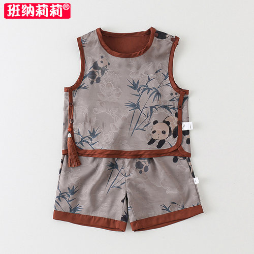 婴儿夏季套装百天周岁国风衣服