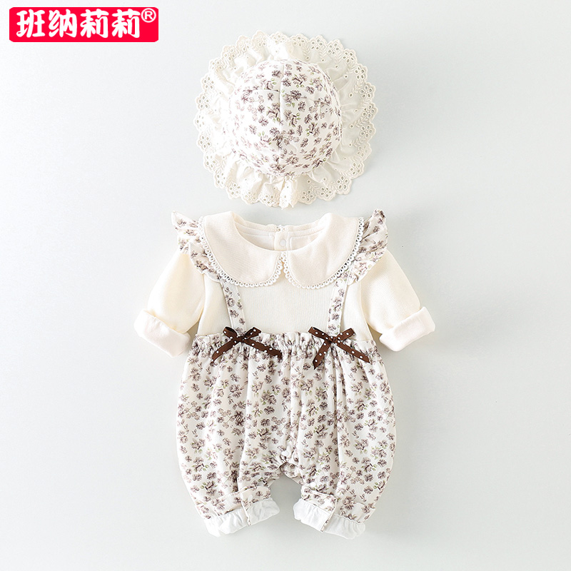 带帽婴儿春秋外出服纯棉哈衣