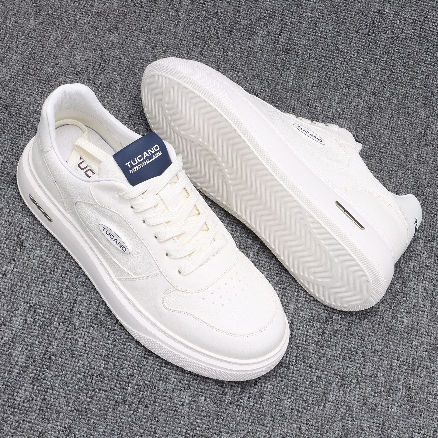 头层牛皮秋季小白鞋男款2025新款轻便厚底休闲鞋软底百搭真皮板鞋,流行男鞋,休闲板鞋,淘宝优惠券,粉丝福利购,淘宝优惠卷